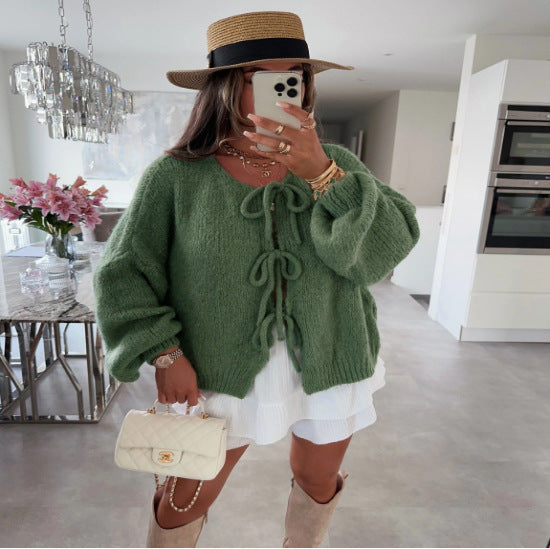 Lace-up Sweater