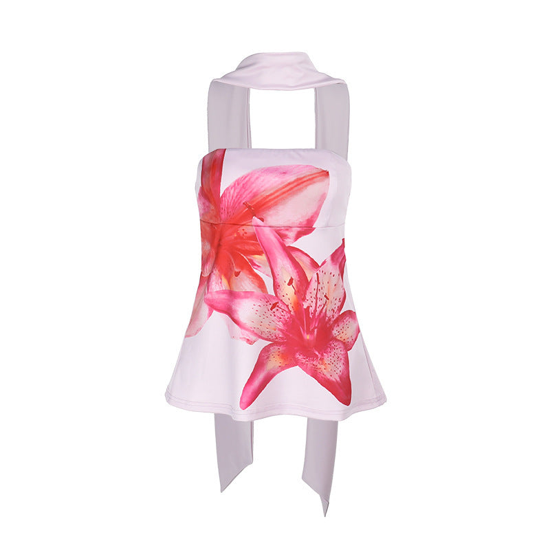 Hot Girl Halterneck Printed Top