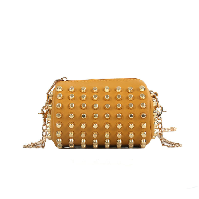 Solid color rivet bucket bag