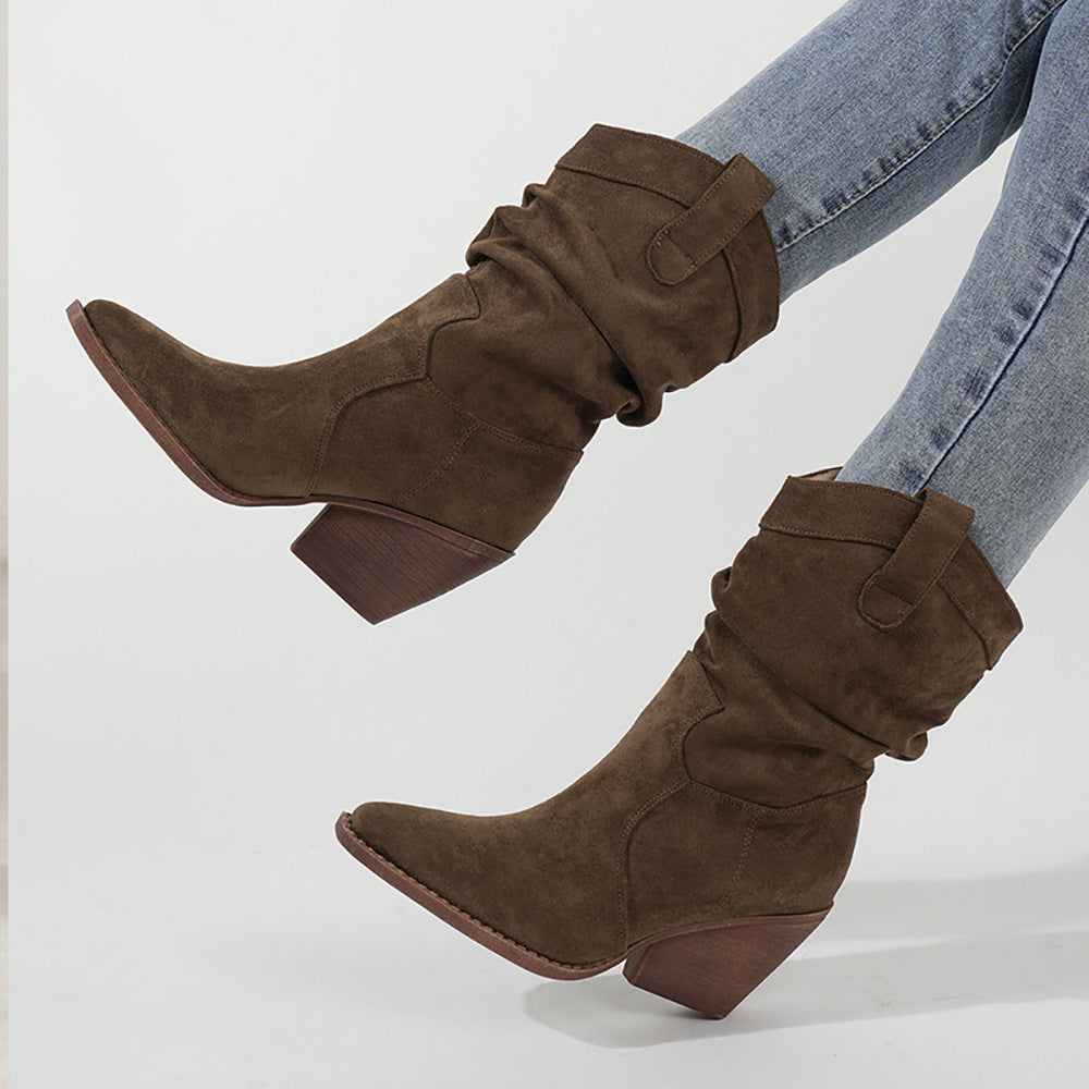 Thick Heel Brown High Heels