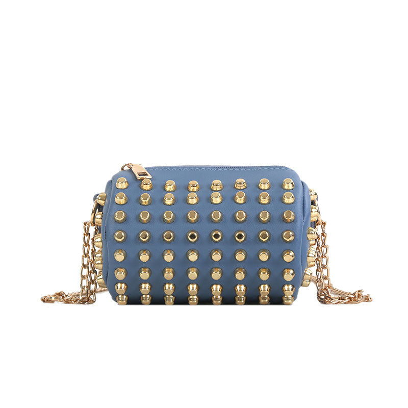 Solid color rivet bucket bag