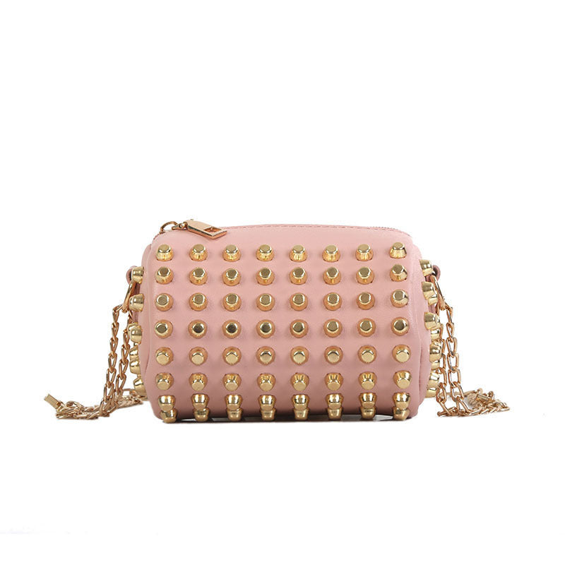 Solid color rivet bucket bag
