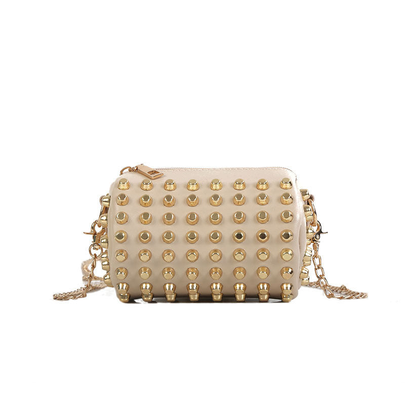 Solid color rivet bucket bag