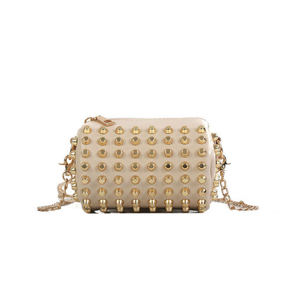 Solid color rivet bucket bag