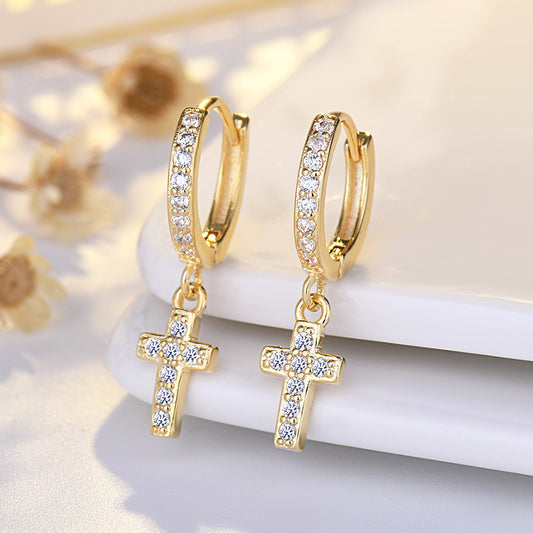 Diamond Cross Earrings