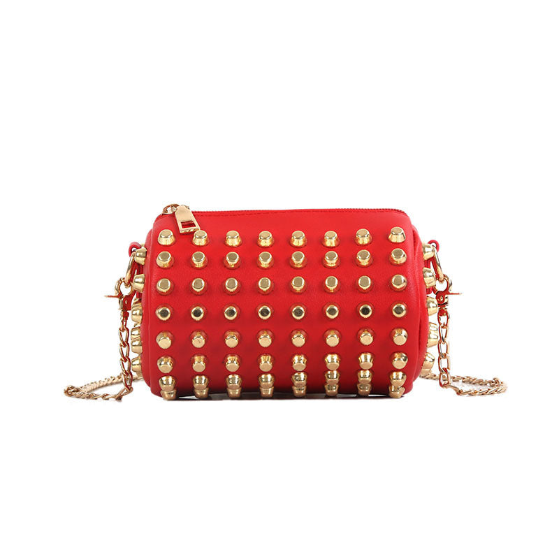 Solid color rivet bucket bag