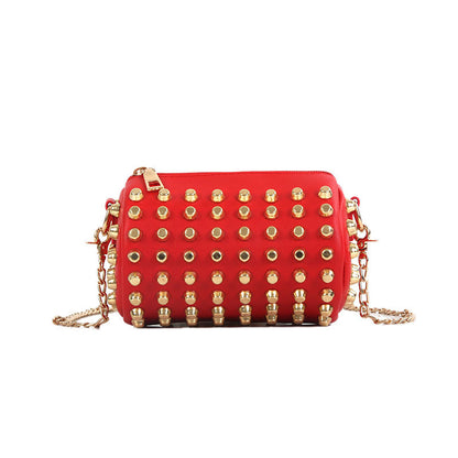 Solid color rivet bucket bag