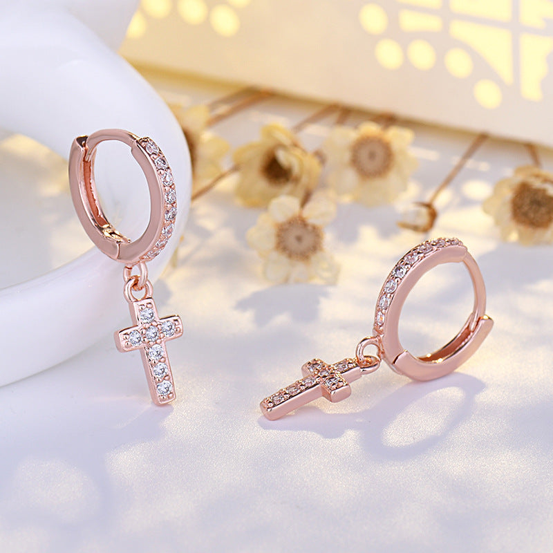 Diamond Cross Earrings