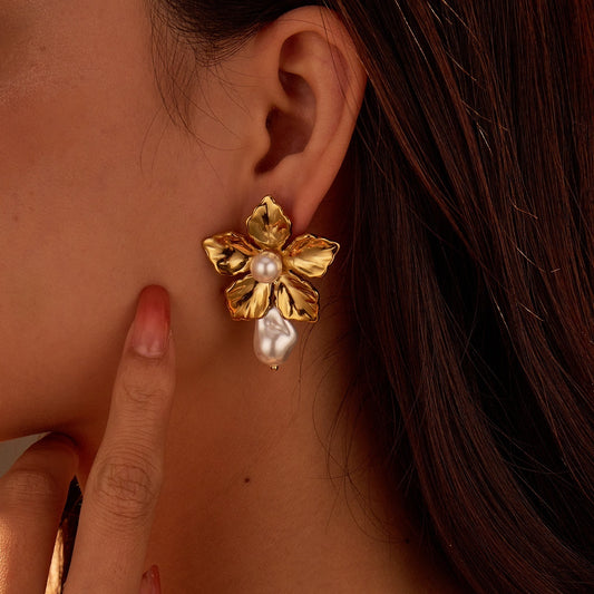 Pearl Flower Earrings