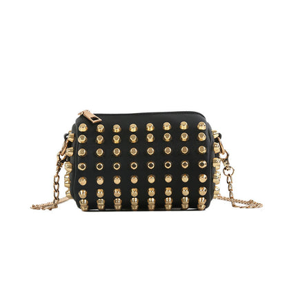 Solid color rivet bucket bag