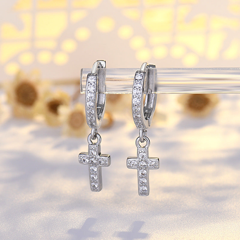 Diamond Cross Earrings