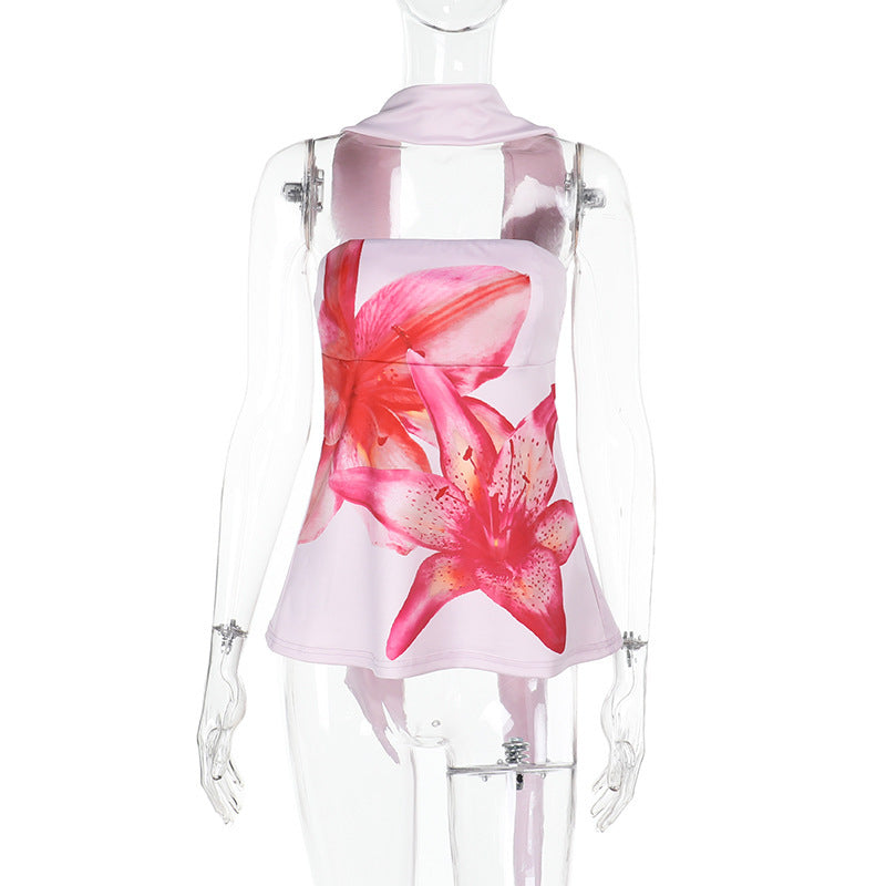 Hot Girl Halterneck Printed Top