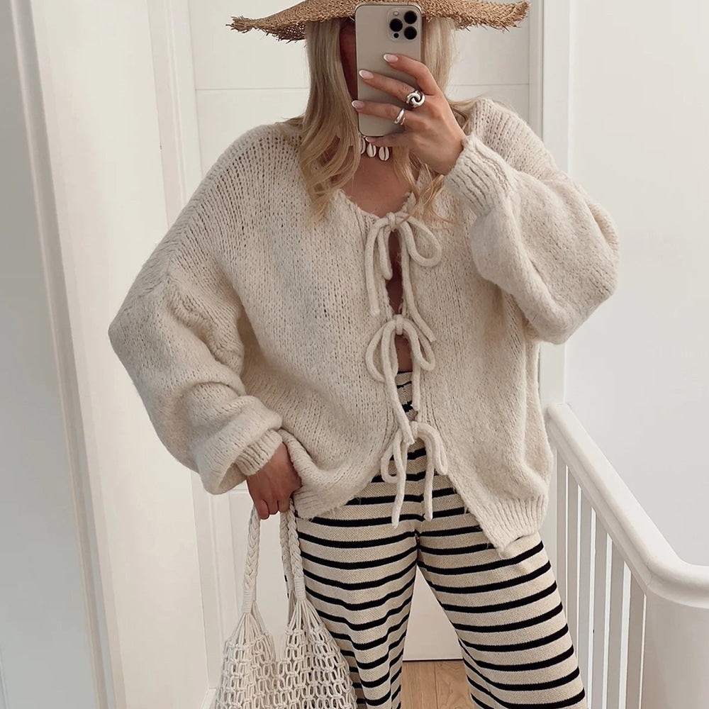 Lace-up Sweater