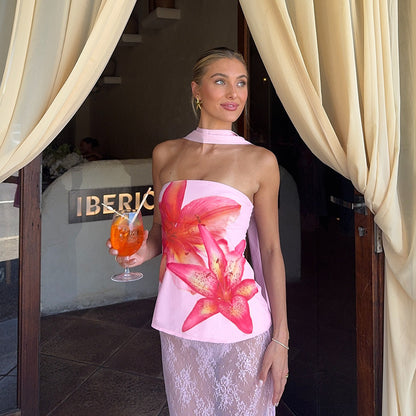 Hot Girl Halterneck Printed Top