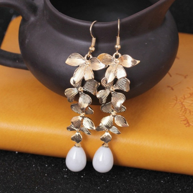 Flower and Pearl Earrings